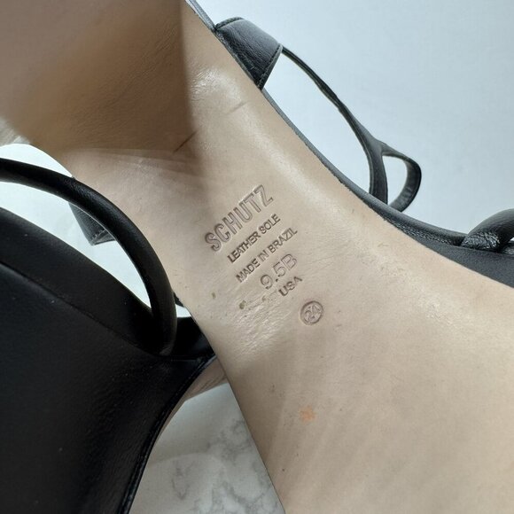 Schutz Kelsie Black Leather Chunky Platform Heels Y2K Sandals Size‎ 9.5B - Picture 6 of 8